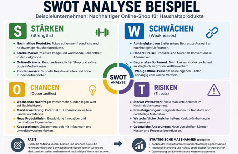 SWOT Analyse Beispiel: Einfach erklärt mit praktischen Vorlagen