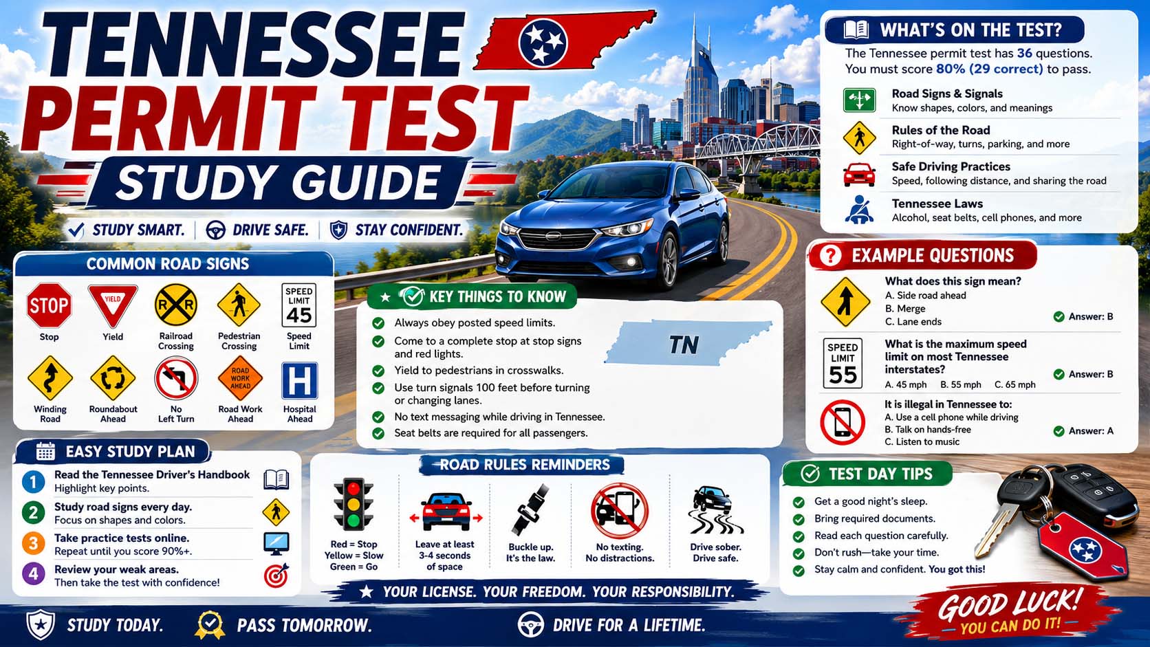 Tennessee Permit Test Study Guide 2026: Complete Guide for New Drivers