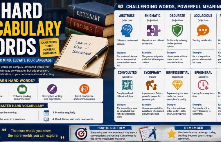 Hard Vocabulary Words: Challenging Words With Meanings and Examples