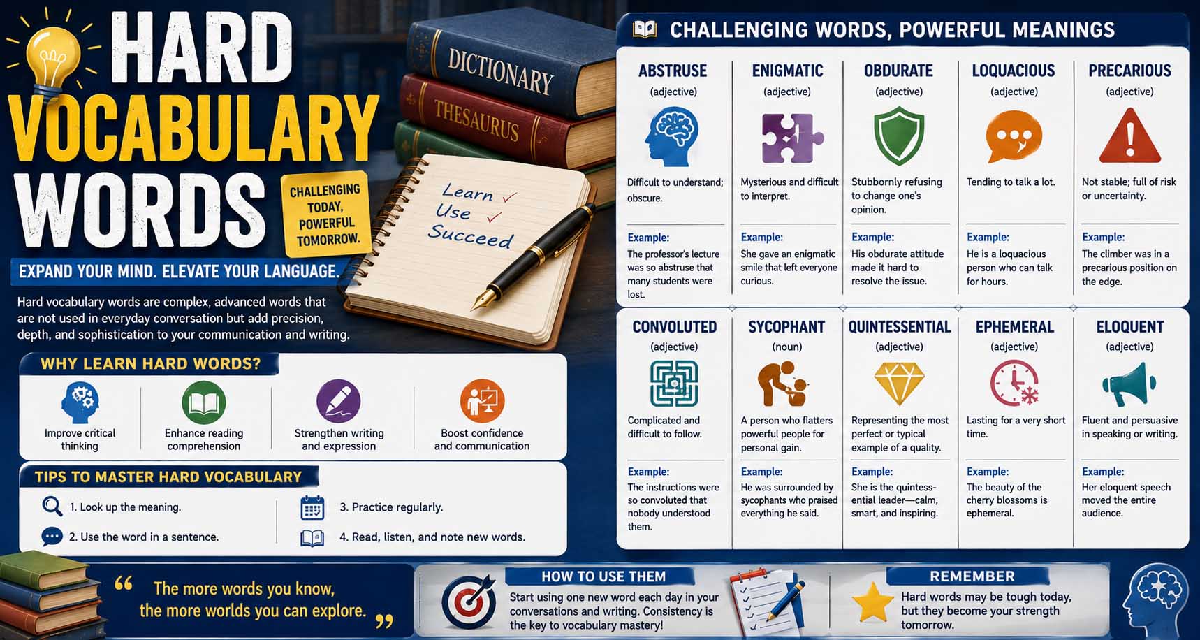 Hard Vocabulary Words: Challenging Words With Meanings and Examples