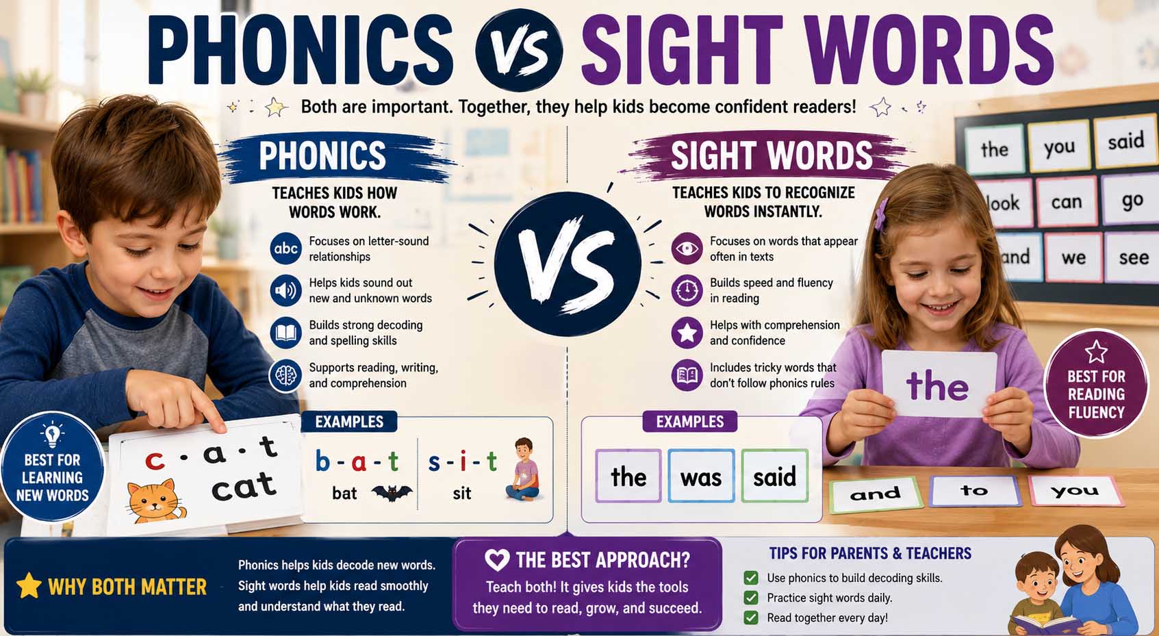 Phonics vs Sight Words: What’s the Difference and Which Helps Children Read?