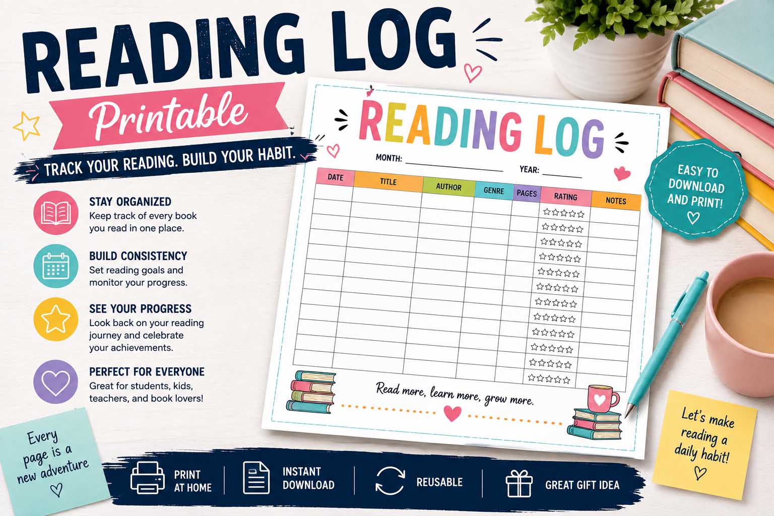 Reading Log Printable: A Simple Way to Build Better Reading Habits
